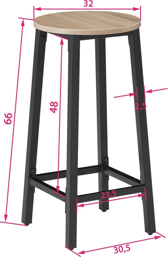 tectake - Set van 2 barkrukken "Corby" - industrieel - lichtbruin - 404333