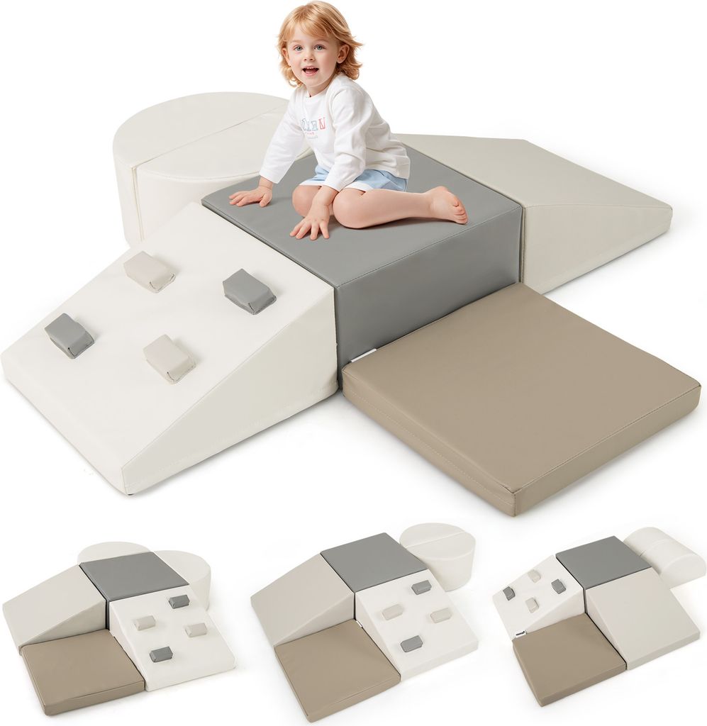 Coast 6-delig Foam Klimspeelgoed – 40×20×40 cm – Wit PU-leer