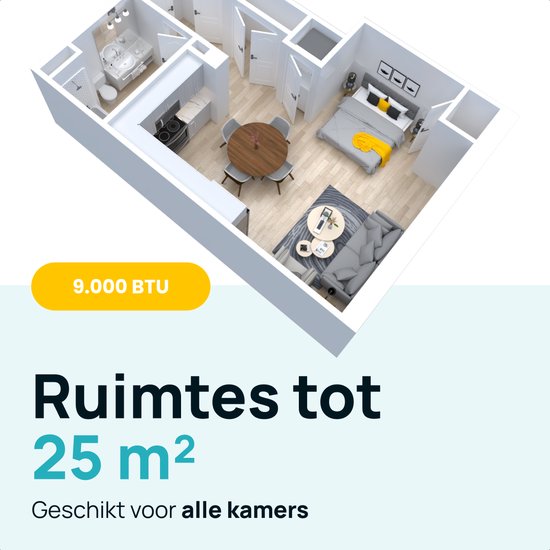 MOA Mobiele Airco - 9.000 BTU - 3-in-1 - Met Afstandbediening - Tot 30m² - Airconditioner met Ontvochtigingsfunctie - Raamafdichtingskit - Zwart