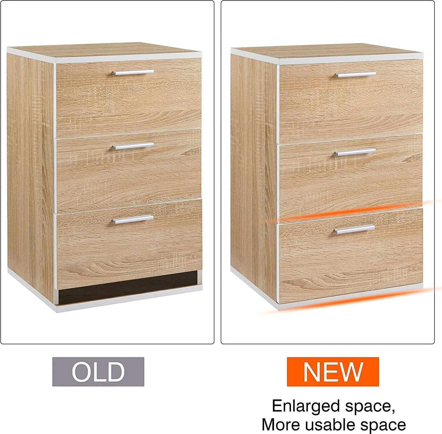 Yaheetech Nachtkastje Met 3 Lades – Voorzien Van Anti-kantelvoorziening En Bronzen Knoppen En Geïllustreerde Handleiding – Voor Slaapkamer En Woonkamer – Eiken Mdf – 40 x 35 x 60 cm