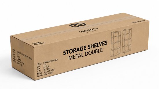 Infinity Goods Stellingkast - Set van 2 - 180x90x40 cm - Metalen Opbergrek - Voorraadkast - Magazijnstelling 5 Planken - Max. 175kg Per Plank, 875kg Totaal