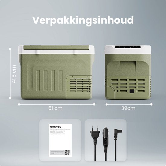 Auronic Elektrische Koelbox - Compressor - 30L - 12V en 240 volt - Camping Koelkast - Frigobox Auto - Groen