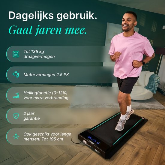 Dreaver Climb - 2 in 1 Loopband Inklapbaar 6KM/U - Inclusief App & Accessoires - Hardloopband - Treadmill - Wandelband - Walking pad - Voor Thuis