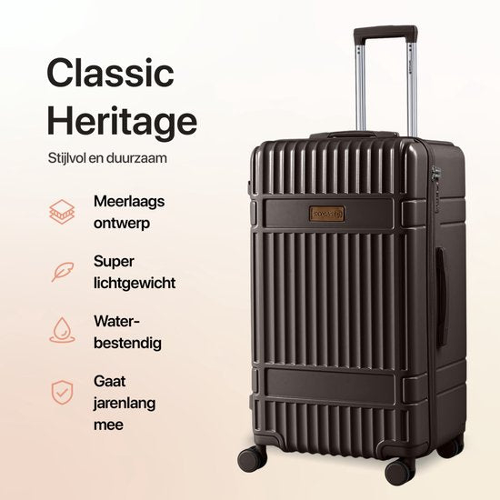 SKYCASES Trunk Reiskoffer – Classic Heritage – Extra Grote Koffer – 110L – TSA Slot – Lichtgewicht Trolley – 78x44x36 cm – Trunk Rolkoffer – Spinner Wielen – Bruin