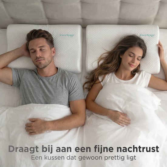 CozySense® Ergonomisch Hoofdkussen - Verstelbaar Memory Foam Pillow - Traagschuim Slaapkussen - Zij- Rug & Buikslaper - 3-Lagensysteem - Orthopedisch - Bamboe Hoes