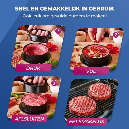 Roegaarden hamburgerpers - Tofu pers - BBQ accessoires - 100x wax papier - zwart
