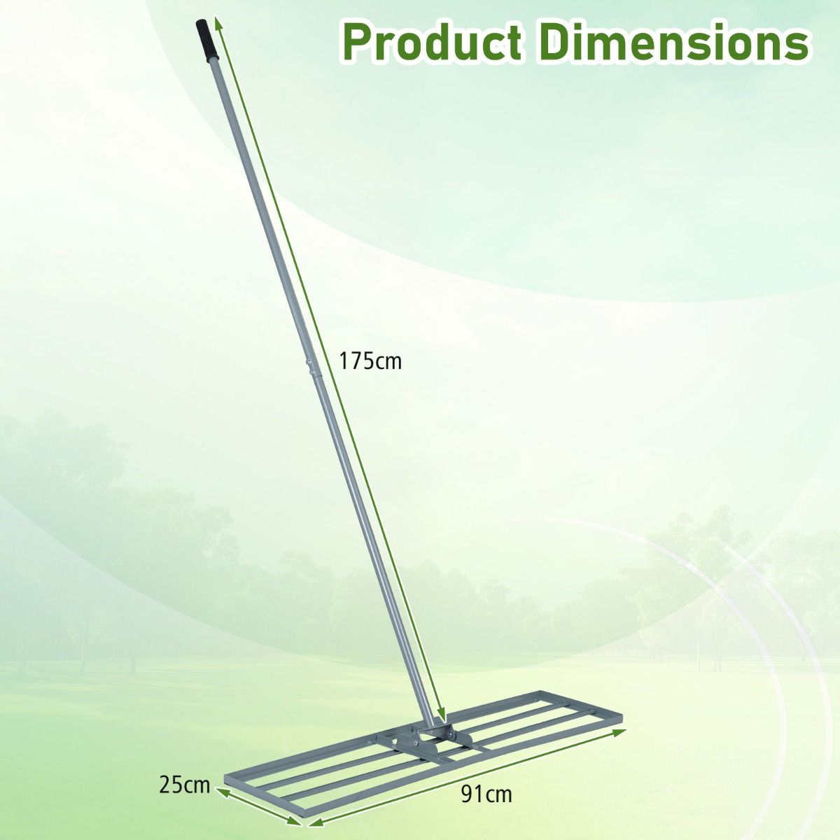 Coast Egaliseerhark voor Gazon 91 x 25 cm - Ergonomisch Handvat 170 cm - Zilver