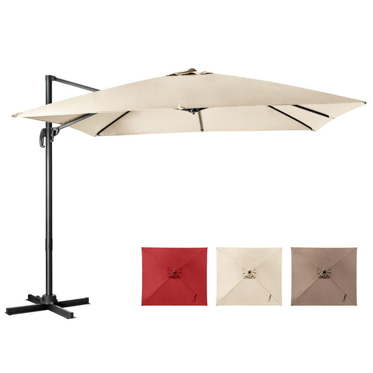 Coast Cantilever Patio Parasol - 3 Kantel Instellingen - 360° Rotatie - 8 Stevige Baleinen - Beige