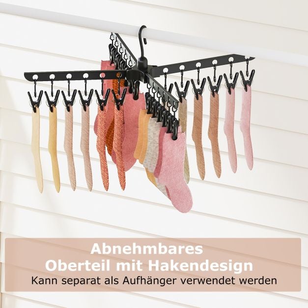 Coast Opvouwbaar Droogrek 3-Laags – Wasrek met 24 Clips en 32 Stangen 76 x 76 x 178 cm – Zwart