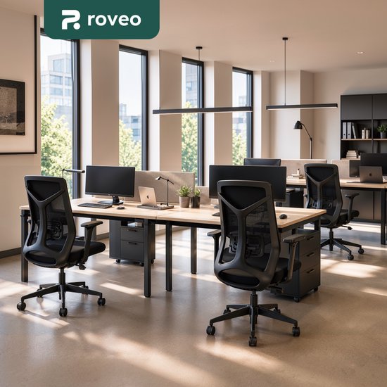 Roveo Ergonomische Bureaustoel - Office Gaming Chair - Volwassenen Game Stoel - Gamestoel - Zwart