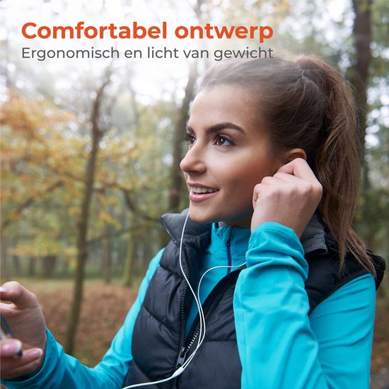 Nuvance - Oortjes met Draad - 3.5mm Jack Aansluiting - Oordopjes met Draad - In-Ear Oortjes met Draad en Microfoon - Wit