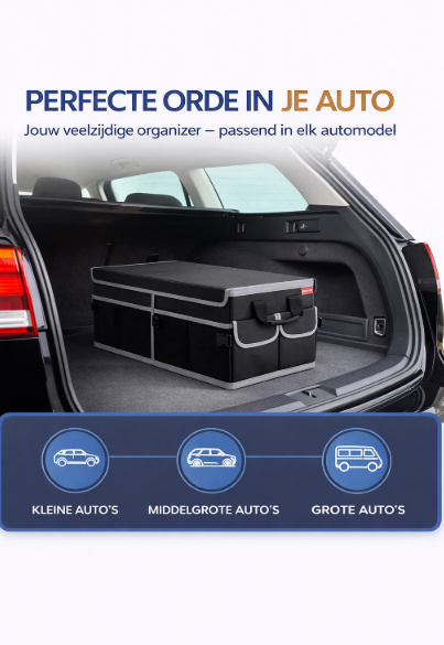 HELDENWERK Premium kofferbak organizer met deksel, stevig & antislip - Opvouwbare kofferbaktas, groot met dubbele bodem - Kofferbakbox, kofferbak organizer box