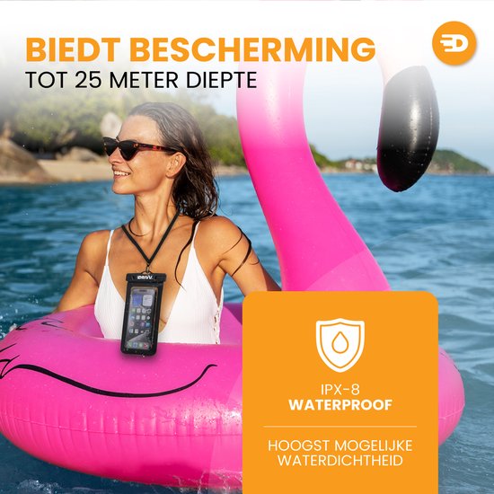 Drivv. Waterdicht Telefoonhoesje – Set van 2 - Dubbele Klipsluiting - Tot 6.7 inch – Onderwater Hoesje Telefoon - Zwart