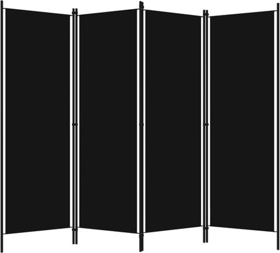 vidaXL - Kamerscherm - met - 4 - panelen - 200x180 - cm - zwart