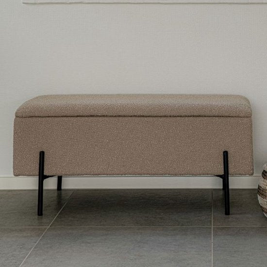 House Nordic Bankje Watford Bouclé met Opslag Beige 95x36,5x46cm