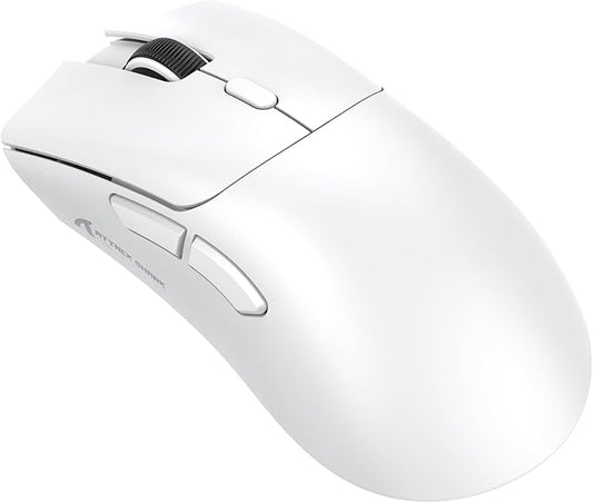 ATTACK SHARK R1 Superlight Gamingmuis 59g – Wit – 12,2 × 6,4 × 3,8 cm – Draadloos & Bedraad – Tot 18.000 DPI – 65 Uur Batterijduur