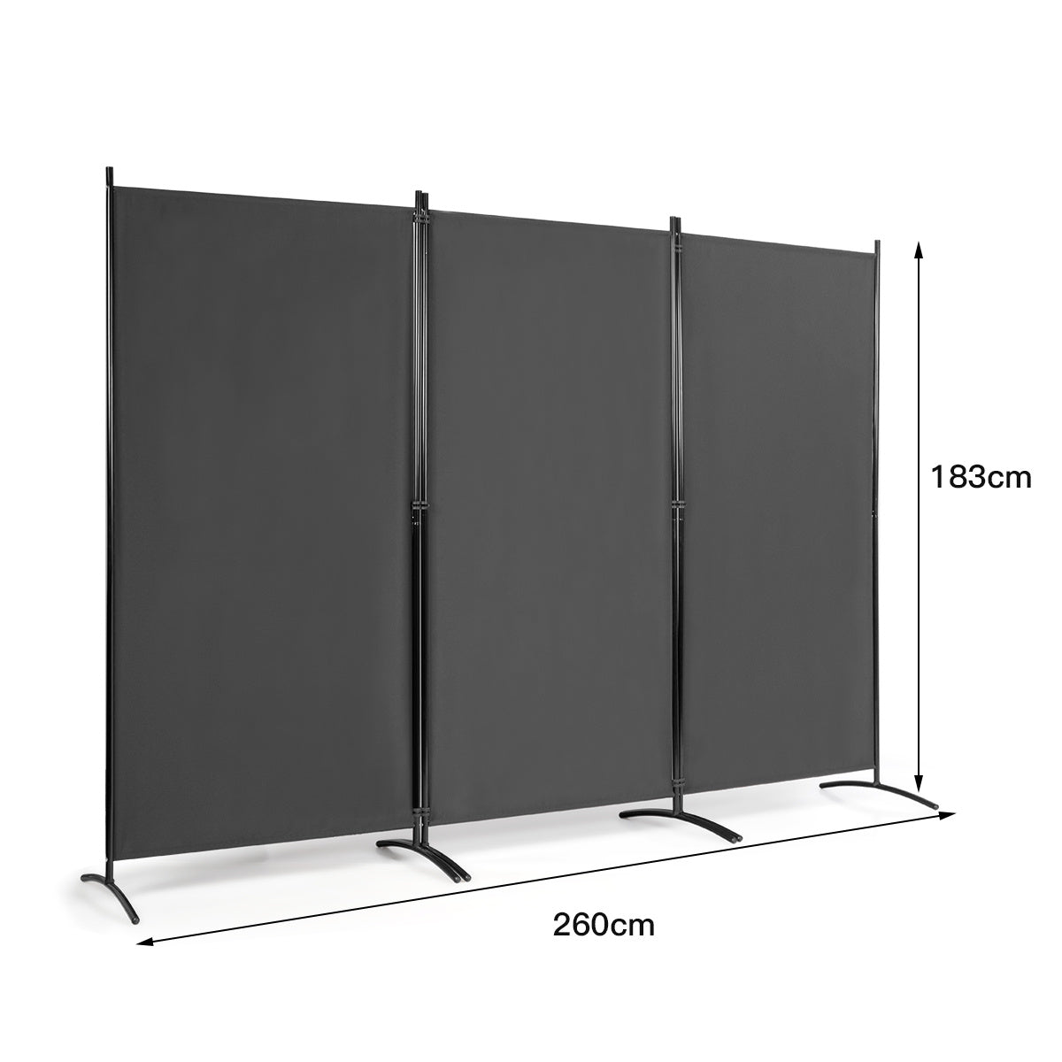 Coast 3-panelen Vouwbare Kamerverdeling Stofbescherming - 260 x 183 cm - Grijs