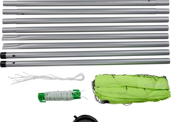 Dunlop Sportnet 609 x 220 CM - Volleybalnet - Tennisnet - Badmintonnet - Complete Set met Stokken, Net, Grondpinnen en Spanner Touwen - Multifunctioneel Inzetbaar - Groen/Zwart