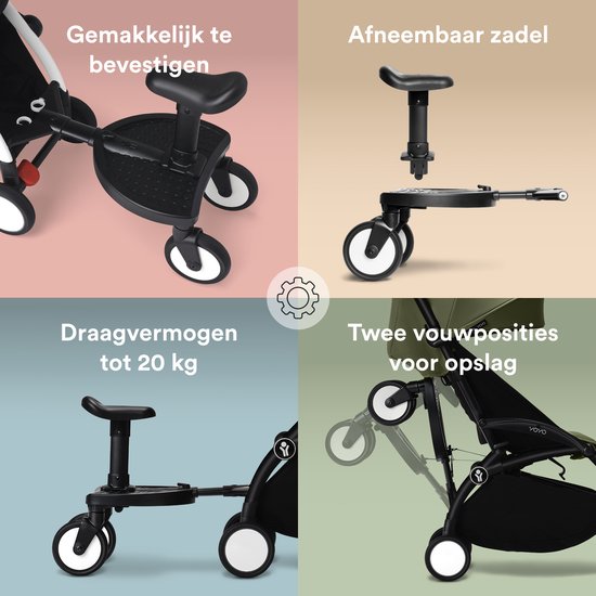 Stokke YOYO Board - Eenvoudig te installeren op de YOYO-kinderwagen - Extra zitplaats voor kinderen tot 20 kg