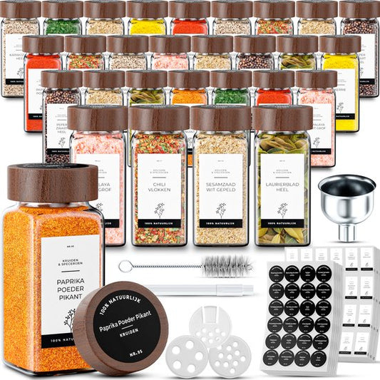 Organess Kruidenpotjes - 28-delig - Glas - Acacia - 120 ml