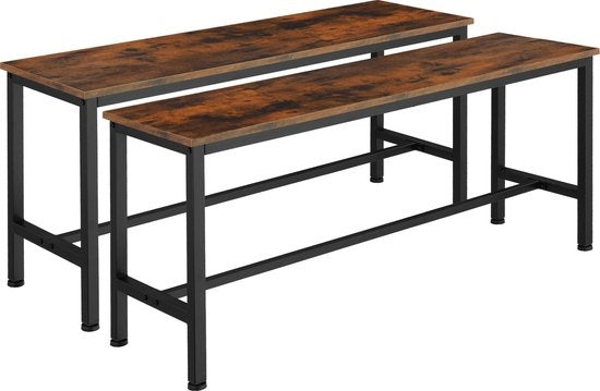 tectake - 2 Zitbanken Fairfield industrieel donkerbruin - 404547
