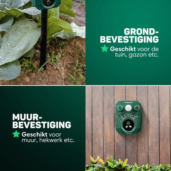 Vulpes Goods® Verjager - Ultrasone Kattenverjager op zonne-energie - Kattenschrik - Marterverjager - Dierenverjager - Waterdicht - Afweermiddel voor Ongedierte