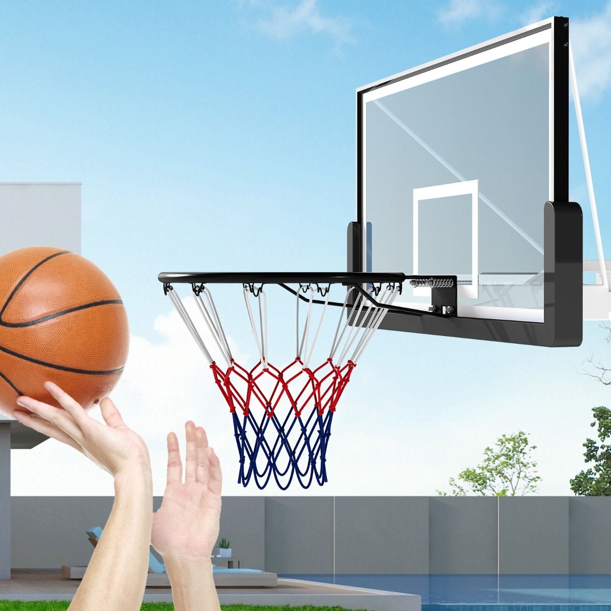 Coast Basketbalring - weerbestendig - dubbel veermechanisme - zwart/oranje - Ø45 cm