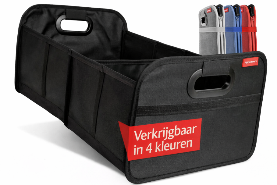 HELDENWERK kofferbaktas opvouwbaar en stabiel - kofferbakorganizer boodschappentas voor praktische opslag - autovouwdoos, kofferbakdoos (zwart)