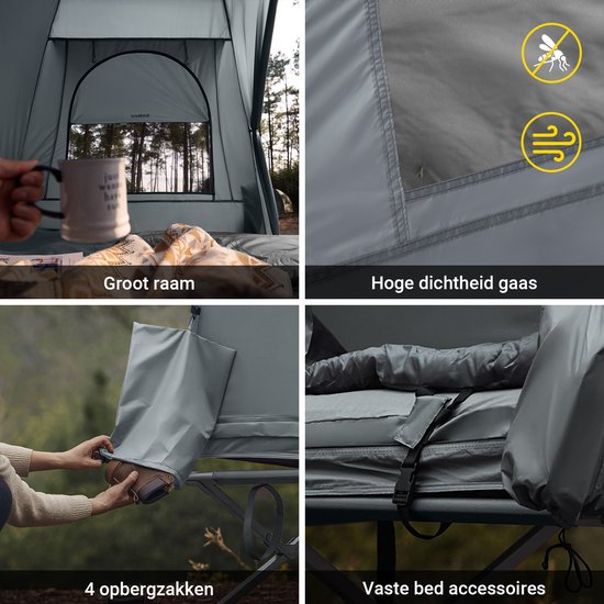 SoBuy OGS32-II-L-HG Opblaasbare Camping Tent - Grijze Textiel 193x145cm