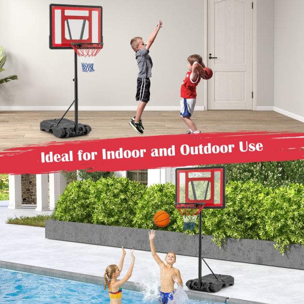 Coast Verstelbare Basketbalring voor Zwembad – 165-185 cm Hoog – Rood – Draagbare Basketbalstandaard voor Kinderen, Tieners en Volwassenen