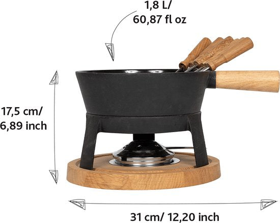 Boska Fondueset Pro L - Kaasfondueset - Voor elk type fornuis - Robuust & onbreekbaar gietijzer - 1,8 liter
