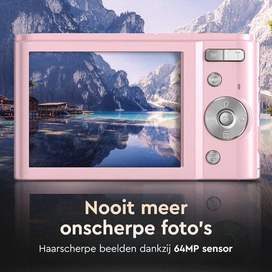 K&L Digitale Camera 4K - 64MP - Fototoestel - Compact Camera - Vlog Camera - Voor Kinderen - Inclusief 64GB - NL Software