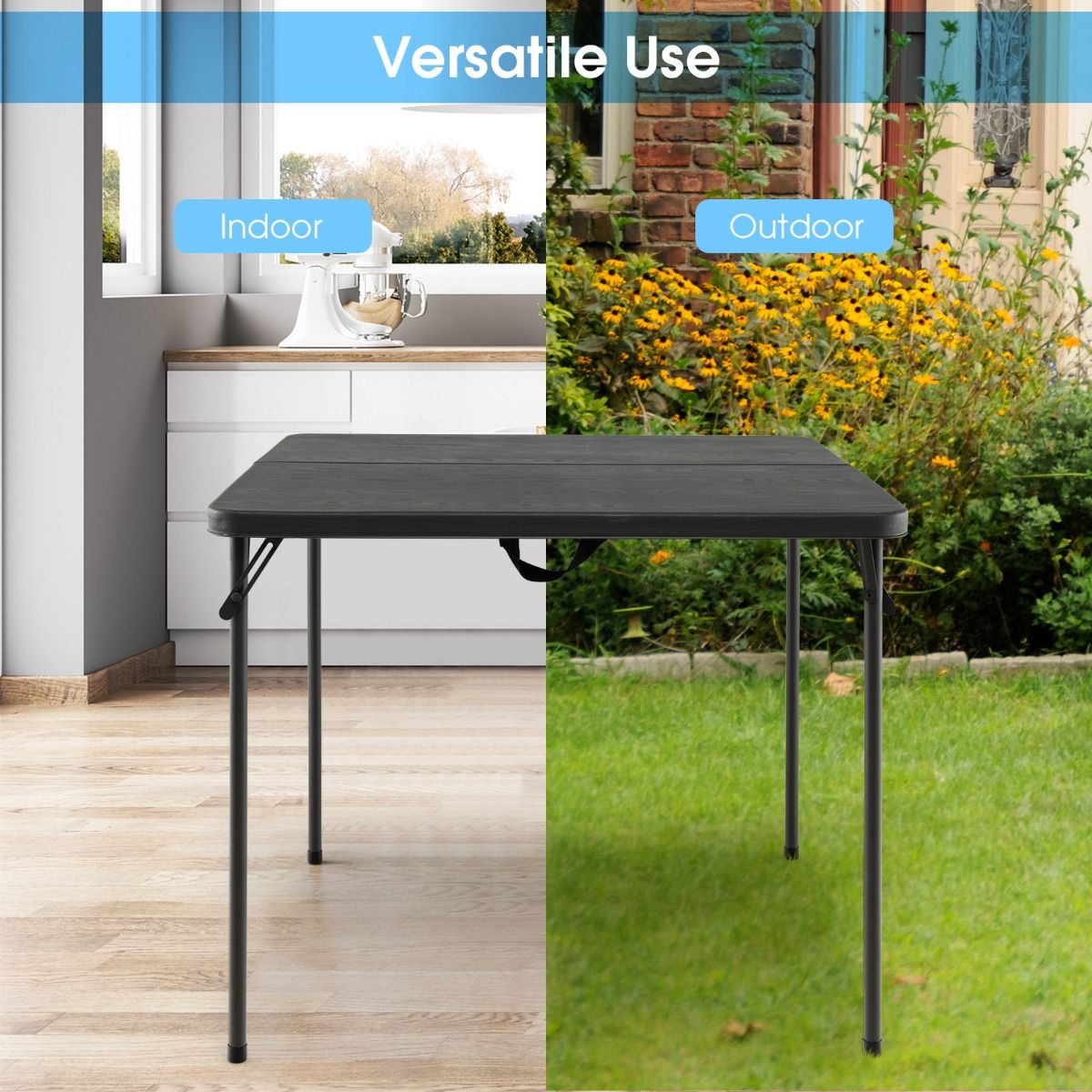 Coast Opvouwbare Campingtafel - Draagbaar met Handvat - Lichtgewicht - Grijs 86 x 86 x 73 cm