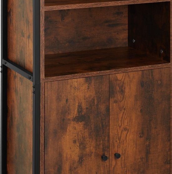 tectake - Wandkast Doncaster 60x38x125cm - industrieel donkerbruin