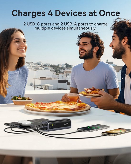Baseus EnerGeek Power Bank -145W 20800mAh Laptop Powerbank- -Draagbare Oplader-Externe batterij met 2X USB-C PD 3.0 100W Max Snel opladen, Digitaal scherm, Compatibel met MacBook Pro, Dell, HP, SteamDeck, iPhone 16/15/14/13, Samsung