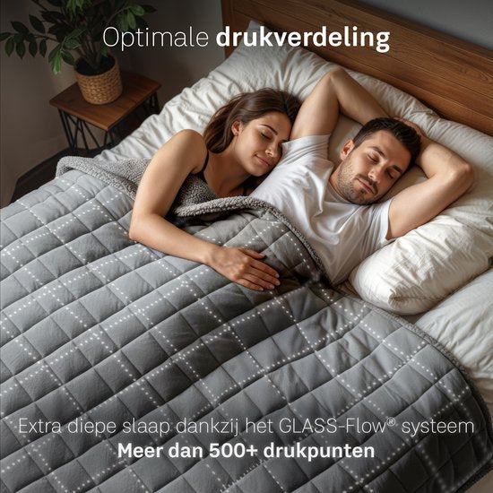 CozySense® Verzwaringsdeken 10 kg - 2-persoons - Weighted Blanket - Zwaartedeken - GLASS-Flow® Drukverdeling - Verzwaarde Deken - Flanelfluweel & Sherpa - Grijs
