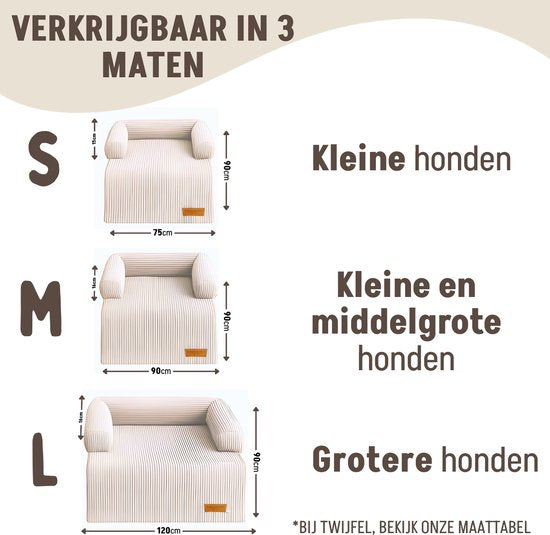 By Cee Cee Origineel Hondendeken Bank – Hondenkleed Bank - Hondenmand - Premium - Volledig Afritsbaar - Ribstof - Beige - 75x90 - Maat S