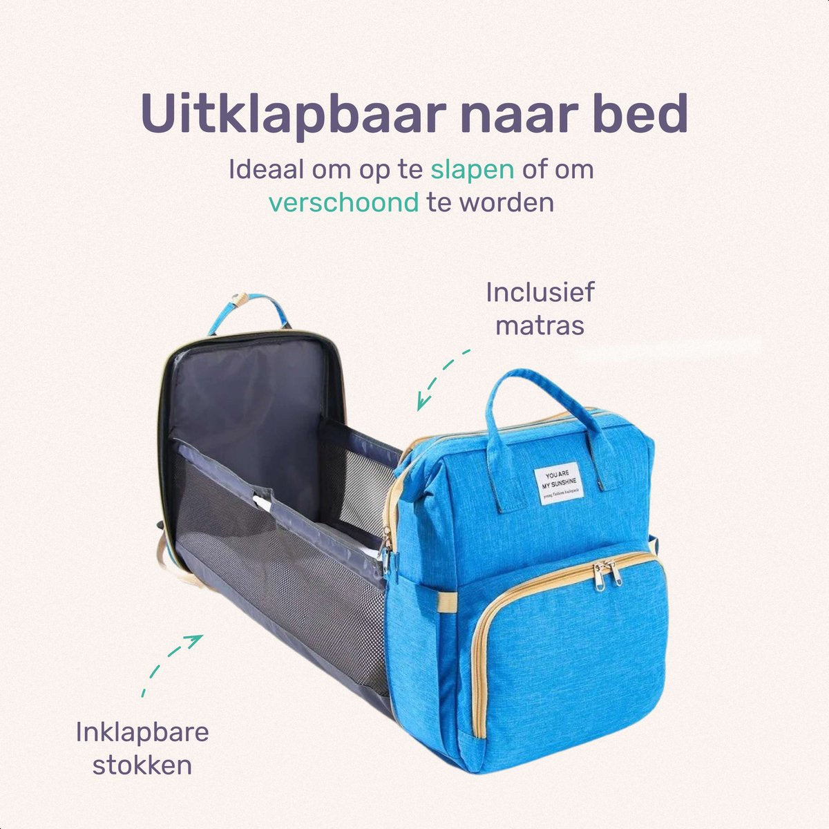 Qwali Luiertas Uitschuifbaar tot Bedje - 7 Flessenhouders - Blauw Grijs