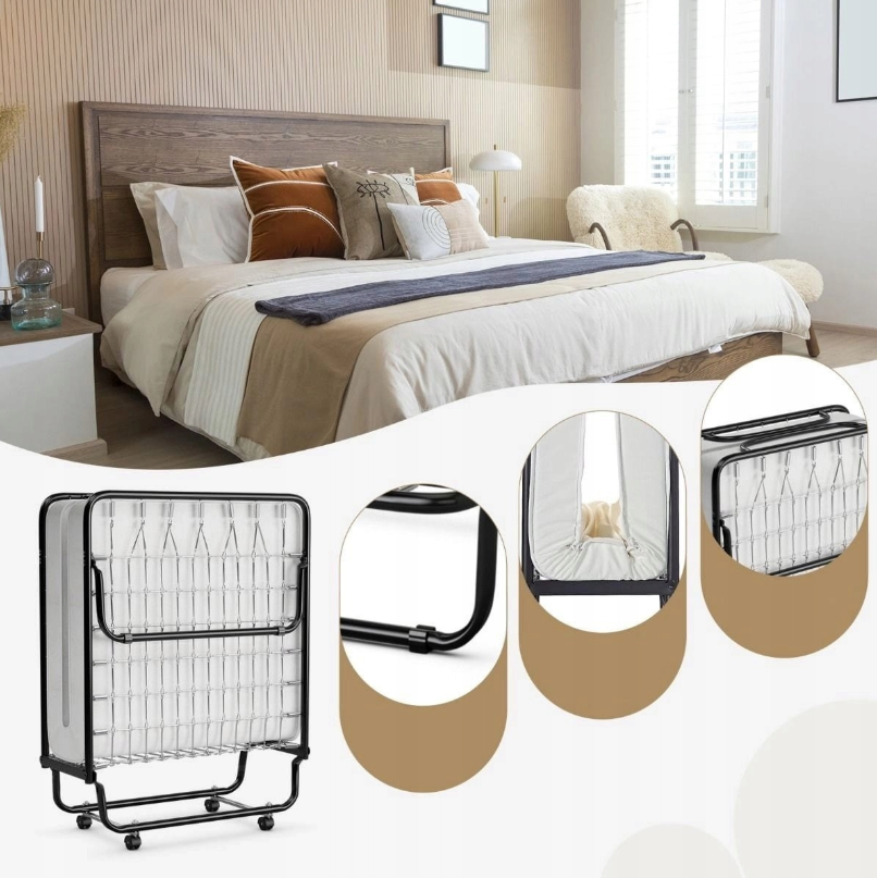 costway metalen opklapbed - 1 persoons - met matras