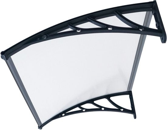 AXI Lux Deur- en Verandaluifel Zwart – 128 x 75 x 24 cm – Transparant Polycarbonaat – Aluminium Frame – UV-bescherming – Inclusief Montagemateriaal