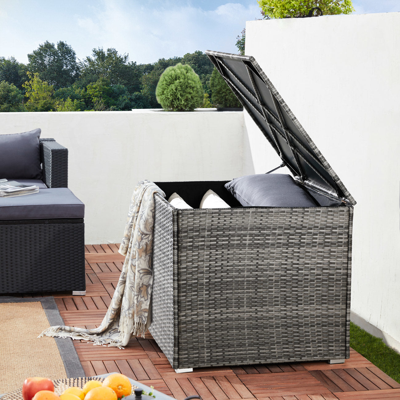 Casaria Kussenbox - Tuinkist - Kussenopslagbox - Grijs - 75x75x70cm