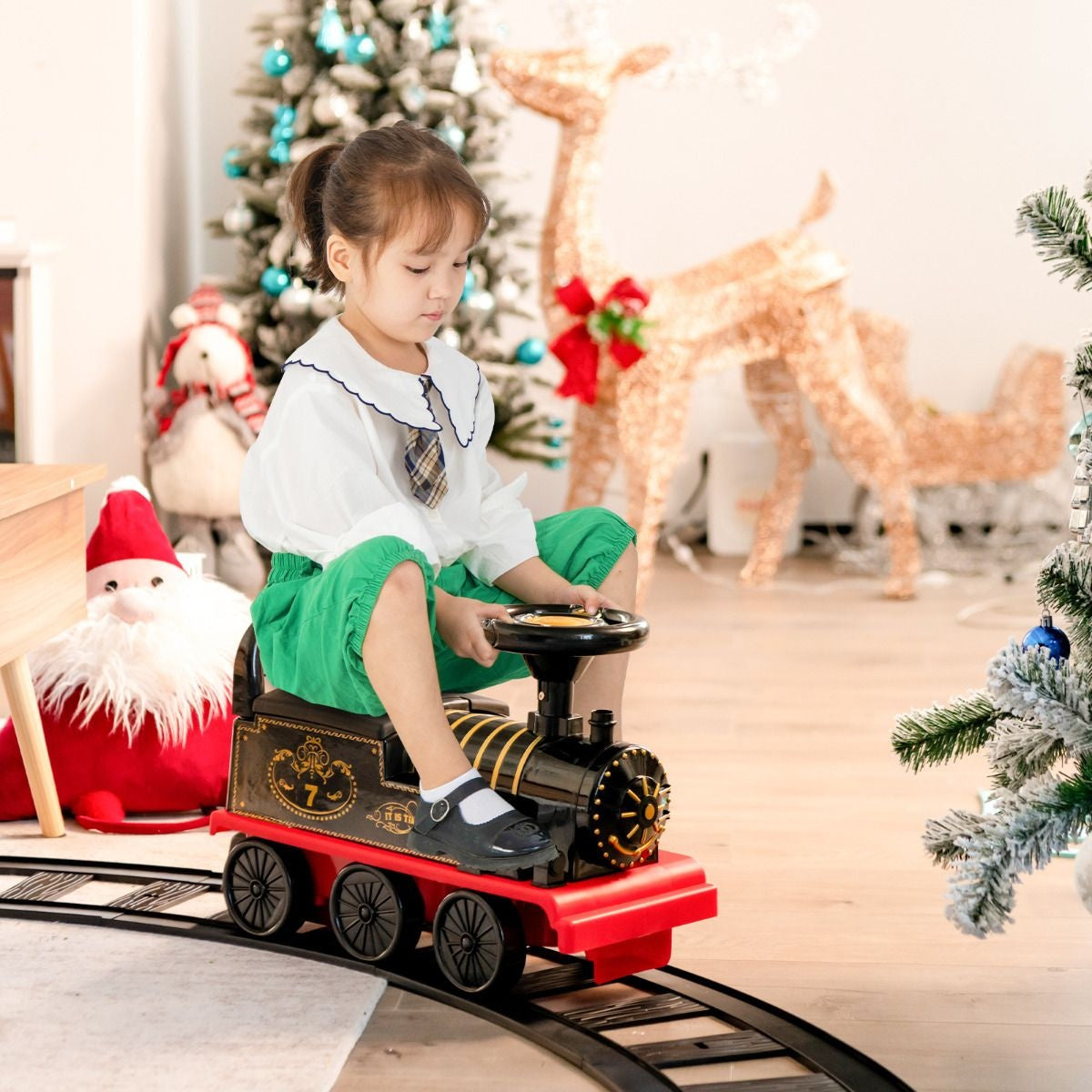 Coast 6V Electric Children's Pull om rechtop te zitten met 16 stuks rails voor kinderen van 3 jaar Schwarz