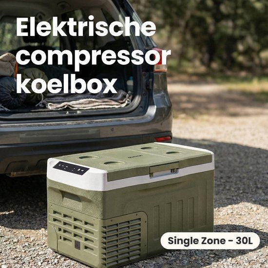 Auronic Elektrische Koelbox - Compressor - 30L - 12V en 240 volt - Camping Koelkast - Frigobox Auto - Groen