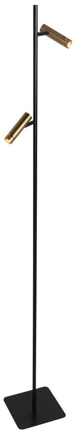 Vloerlamp Lumo 4608BR - Moderne tweelichts leeslamp van metaal met bronzen accenten, 125 cm hoog, draaibaar en kantelbaar, merk Mexlite