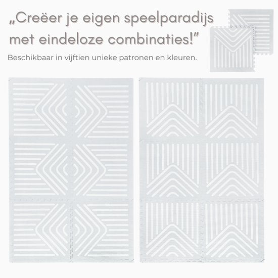 NilaFee™ - Speelmat - Foam - Baby - Speelkleed - Kruipmat - 180 x 120 x 1.5 cm - Puzzelmat - Opbergtas - Geometrie Grijs