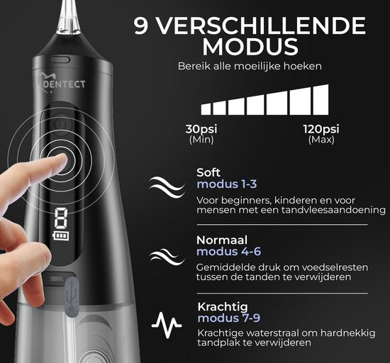 Waterflosser Dentect - Neusdouche - Monddouche - Tongreiniger - 9 standen - Tandplak verwijderaar - Extra Opzetstukken - Beugel schoonmaken - Tandsteenverwijderaar