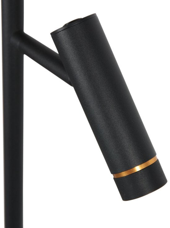 Vloerlamp Lumo 4608ZW - moderne zwarte LED leeslamp van Mexlite, 125 cm hoog, draaibaar en kantelbaar, met verstelbare lichtpunten en touchdimmer