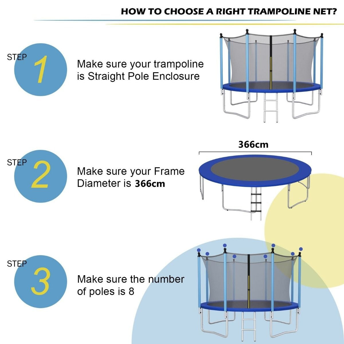 Coast Veiligheidsnet voor Trampoline - Ø366 cm - Blauw