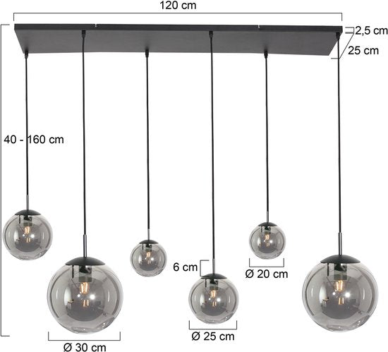 Steinhauer - hanglamp - Bollique LED - zwart - glas metaal - design lamp - E27 - 3499ZW