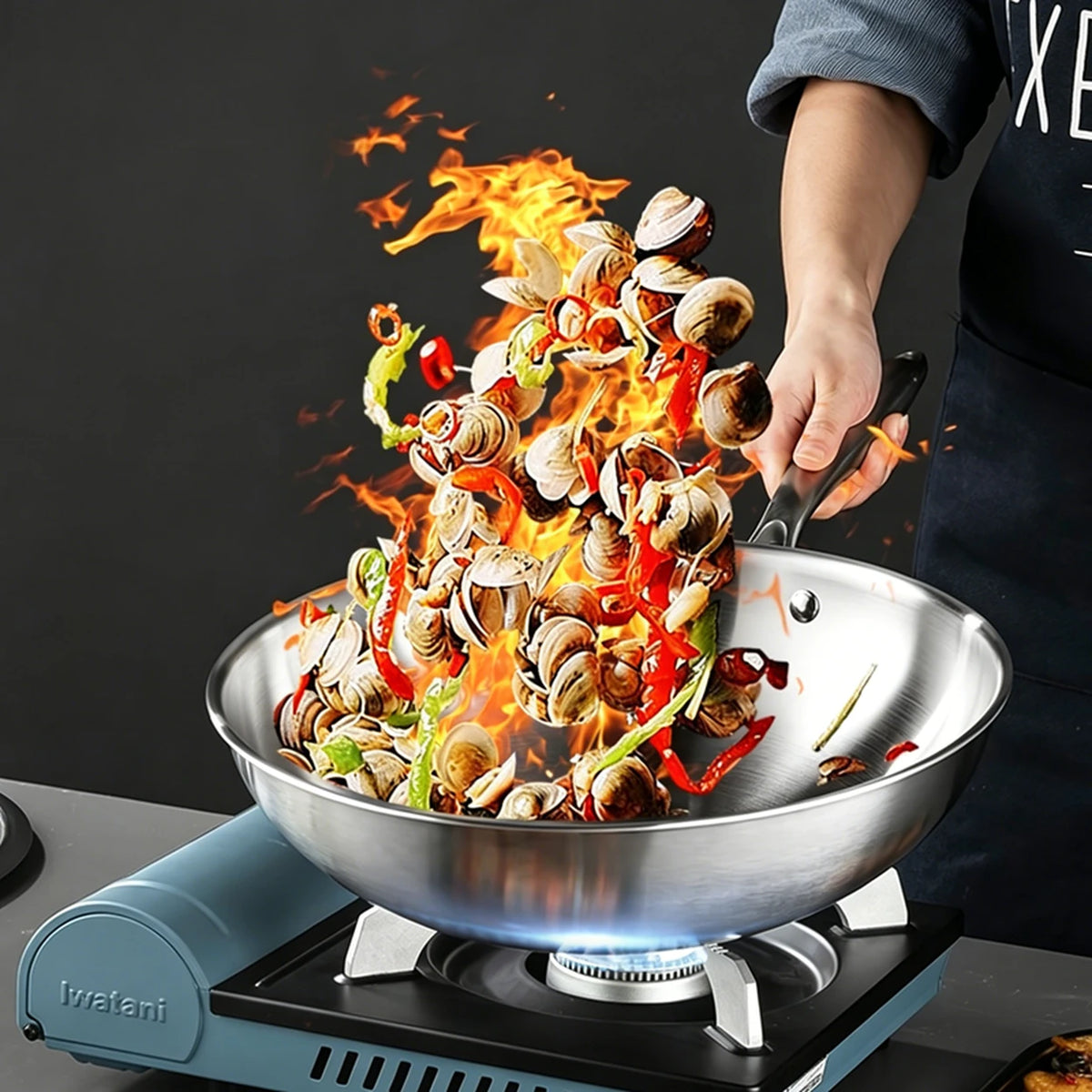 Maxcook MCC7911 RVS wokpan 28 cm met glazen deksel